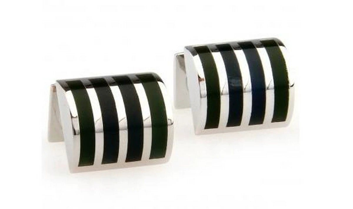 black and silver striped cufflinks by Frederick Thomas Handmade Mens Ties