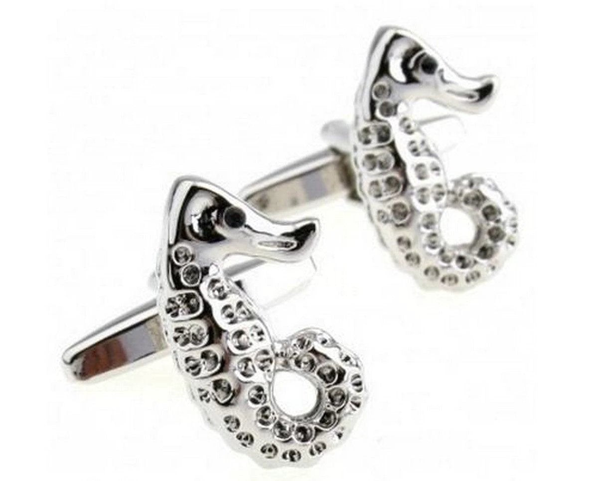 silver seahorse cufflinks by Frederick Thomas Handmade Mens Ties