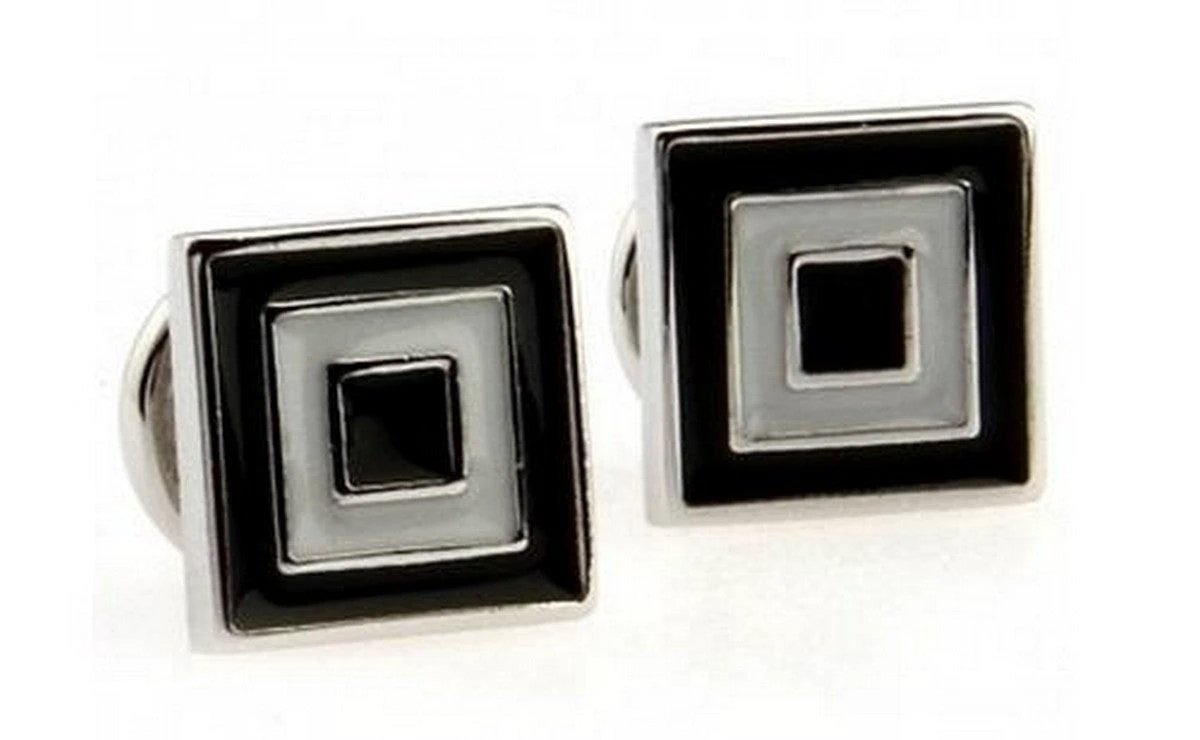 black and white squared design cufflinks by Frederick Thomas Handmade Mens Ties