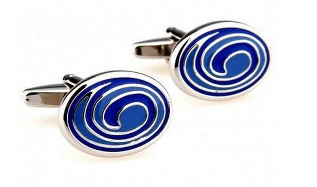 blue swirled design cufflinks by Frederick Thomas Handmade Mens Ties