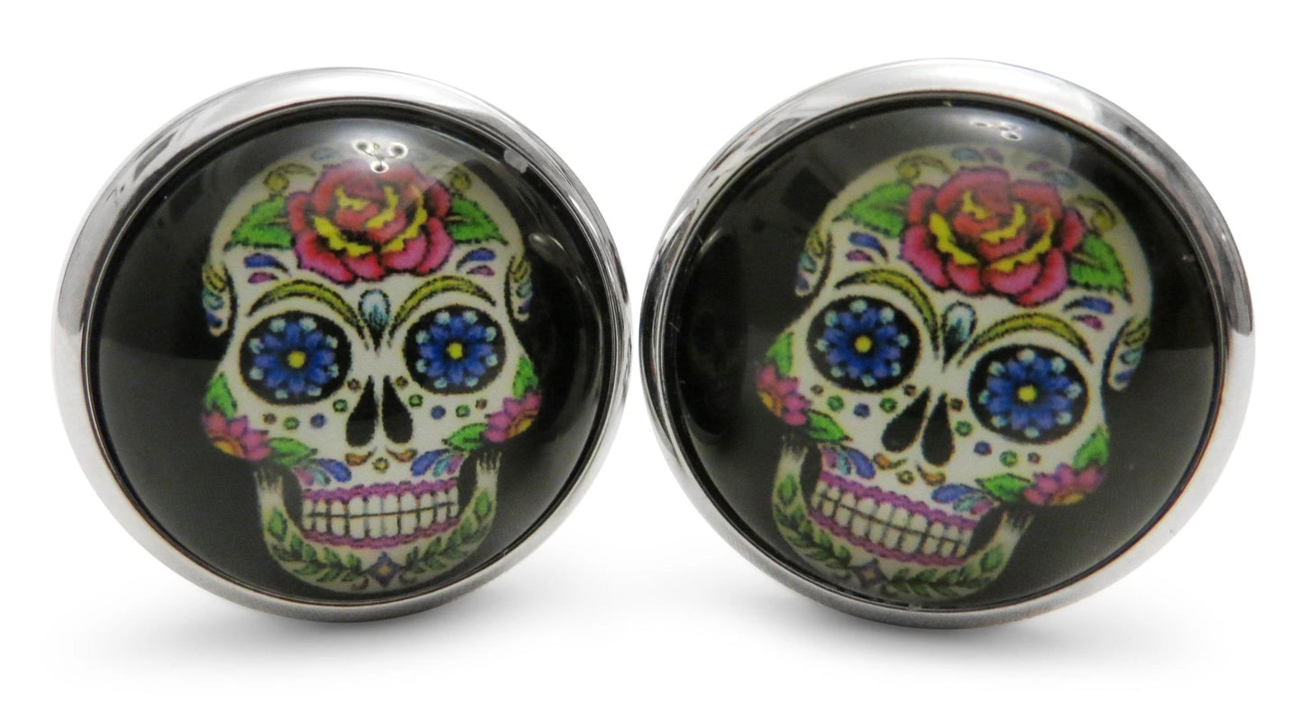 day of the dead skull round cufflinks by Frederick Thomas Handmade Mens Ties
