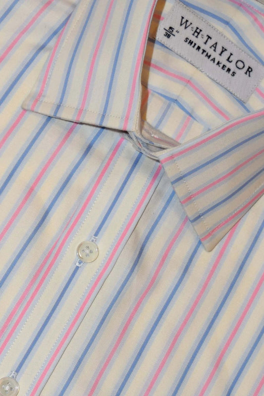Blue & Pink Shadow Stripe Oxford Men's Bespoke Shirt by whtshirtmakers.com