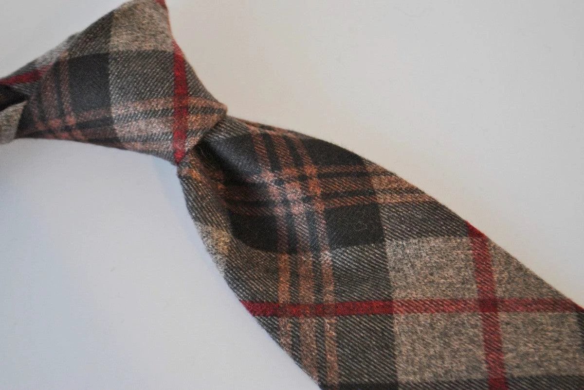 brown and red check tweed wool tie by Frederick Thomas Handmade Mens Ties