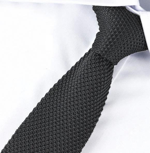 grey knitted tie with pointed end in standard 8cm width by Frederick Thomas Handmade Mens Ties