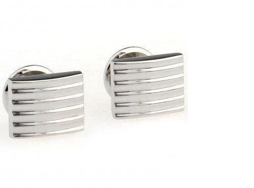 plain silver striped design cufflinks by Frederick Thomas Handmade Mens Ties