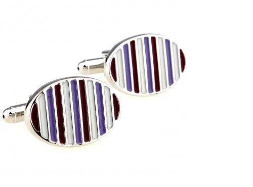purple, lilac and cream striped design cufflinks by Frederick Thomas Handmade Mens Ties