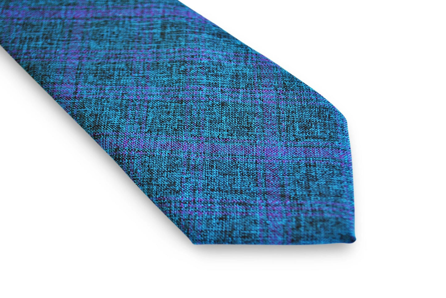 blue and purple check pattern tie in 100% cotton by Frederick Thomas Handmade Mens Ties