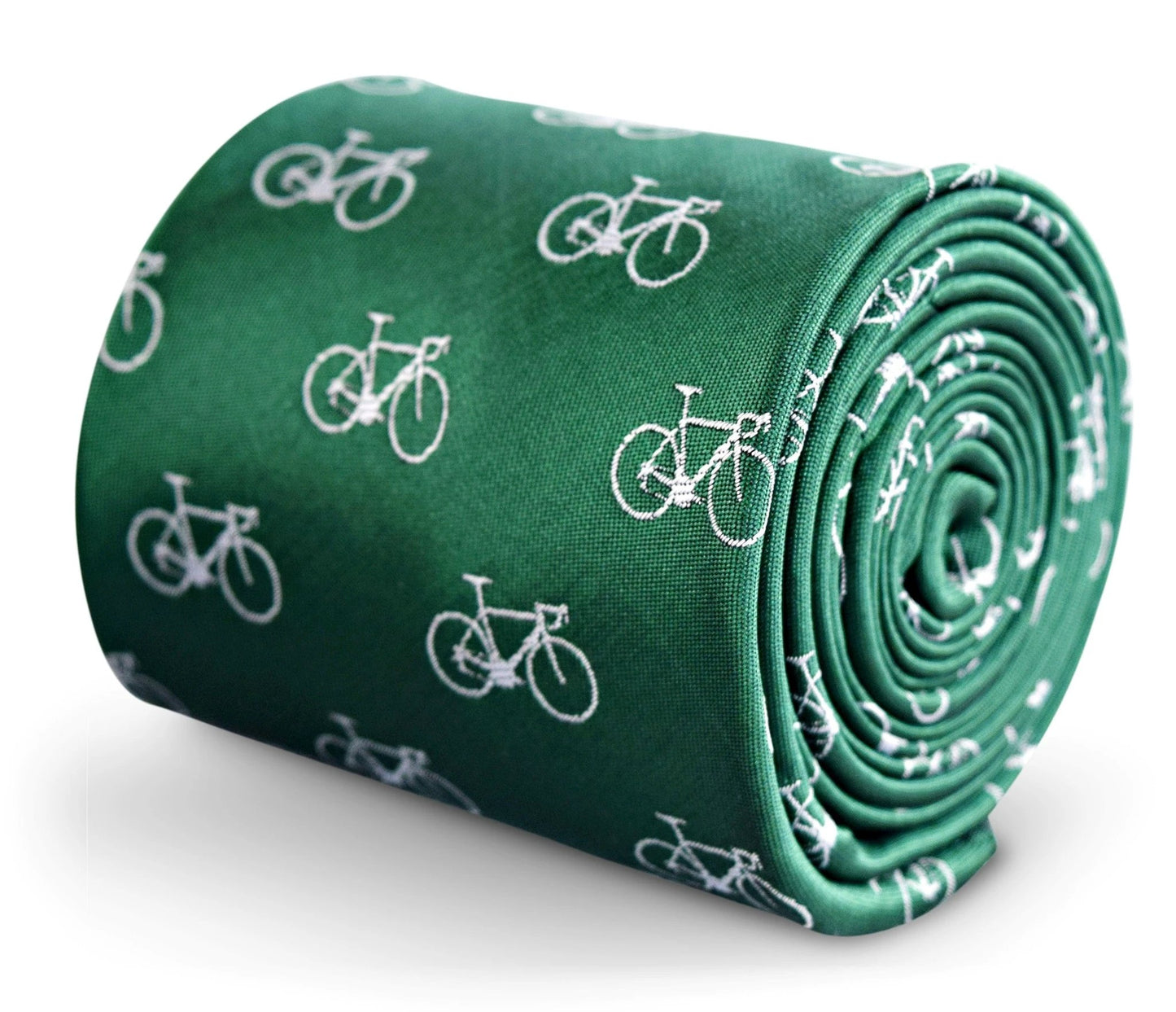 Green Tie With Bicycle Design - Handmade Luxury Tie For Men That Sparks Conversation In Boardrooms by Frederick Thomas Handmade Mens Ties