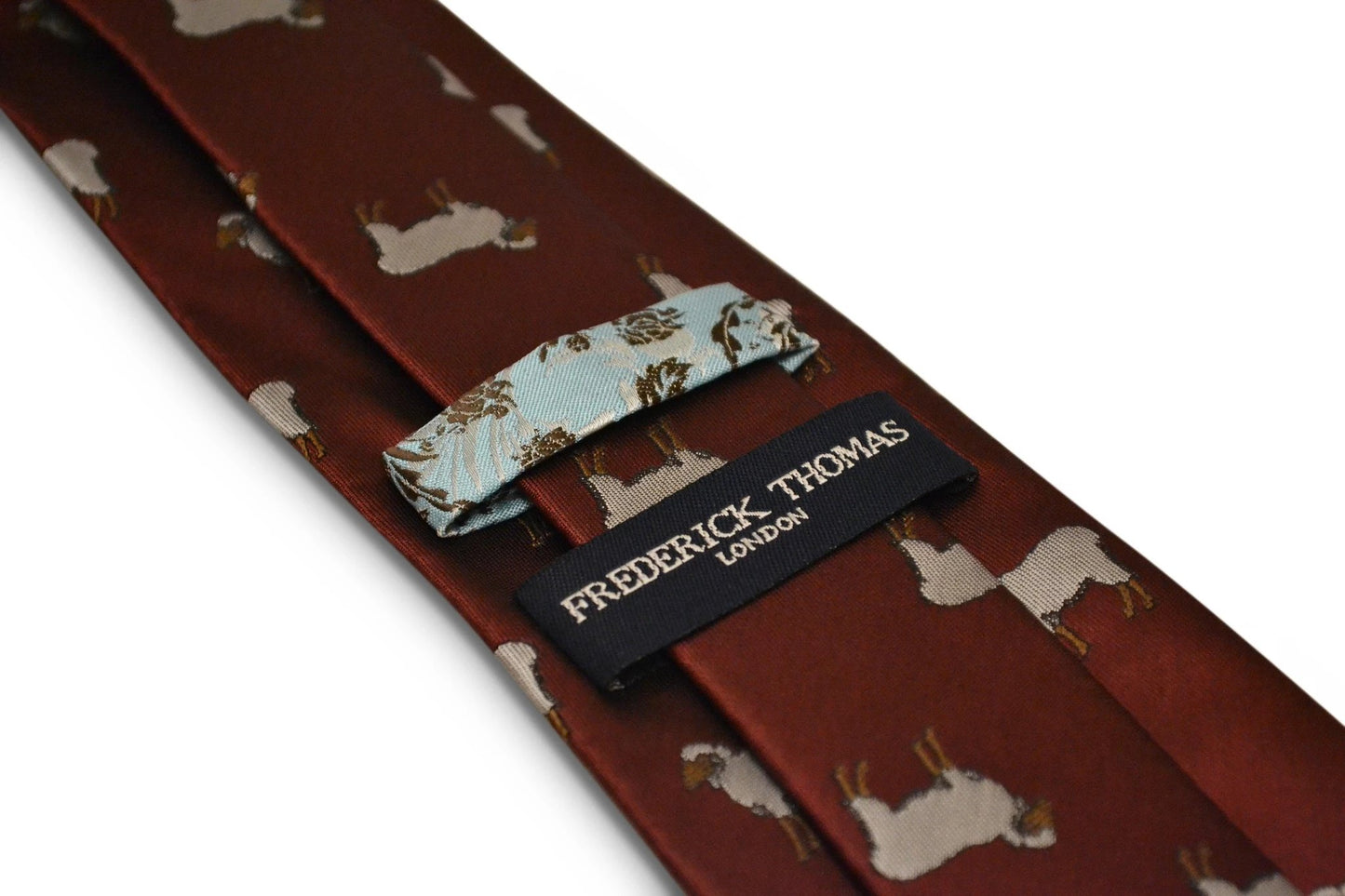maroon tie with sheep embroidered design by Frederick Thomas Handmade Mens Ties