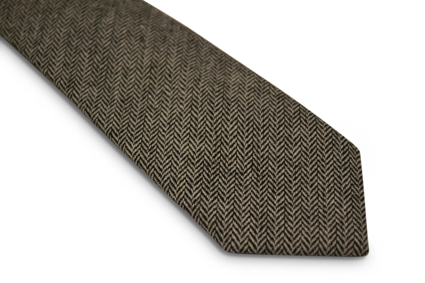 black and white herringbone slim wool tie by Frederick Thomas Handmade Mens Ties