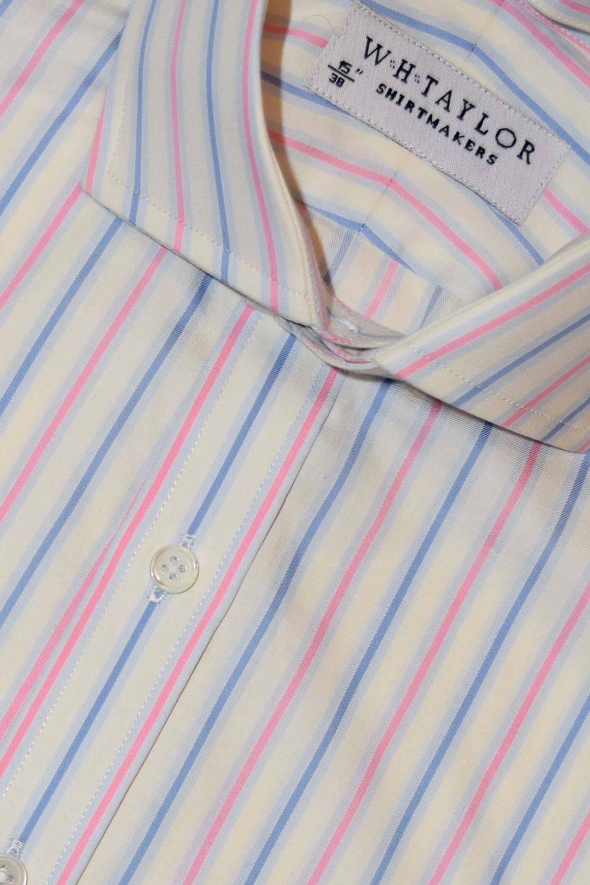Blue & Pink Shadow Stripe Oxford Men's Bespoke Shirt by whtshirtmakers.com