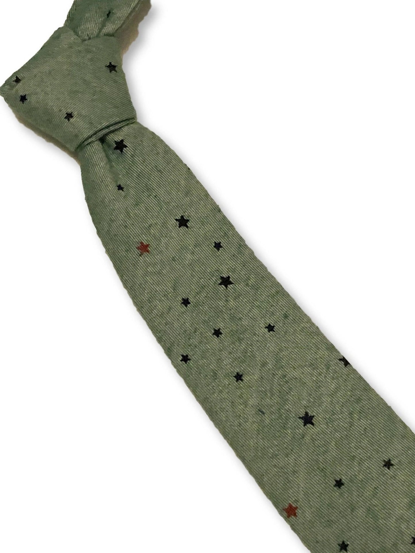 Frederick Thomas Light Forest Sage Green Cotton Tie Handmade Star Design For The Luxury Professional by Frederick Thomas Handmade Mens Ties