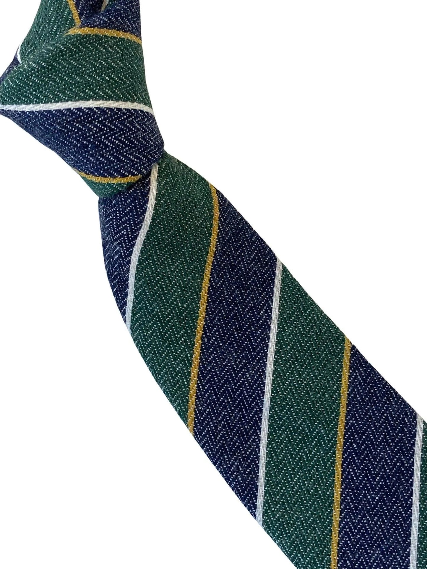 blue & green club striped mens linen tie school style by Frederick Thomas Handmade Mens Ties