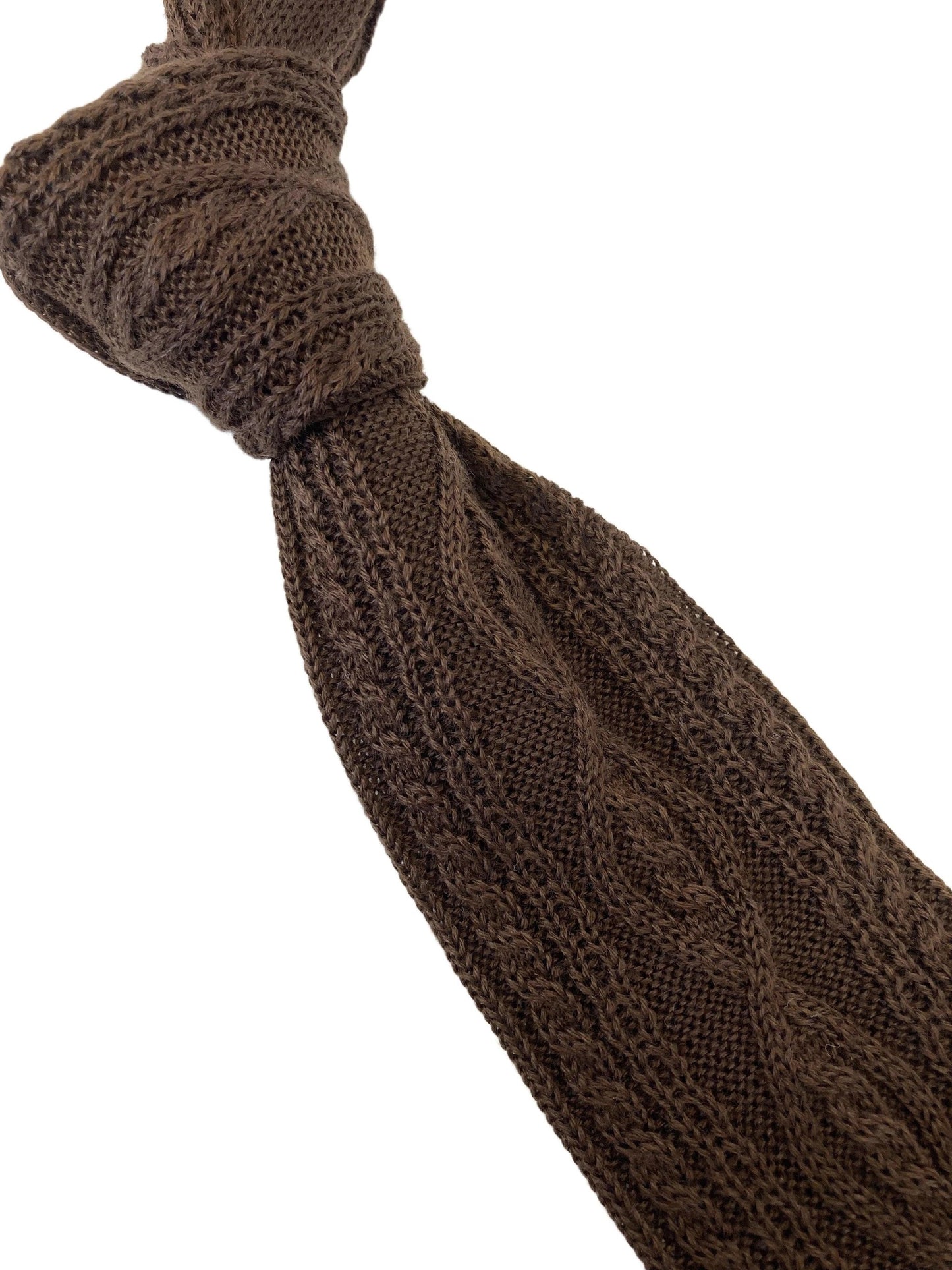 chocolate brown cable knitted mens tie by Frederick Thomas Handmade Mens Ties