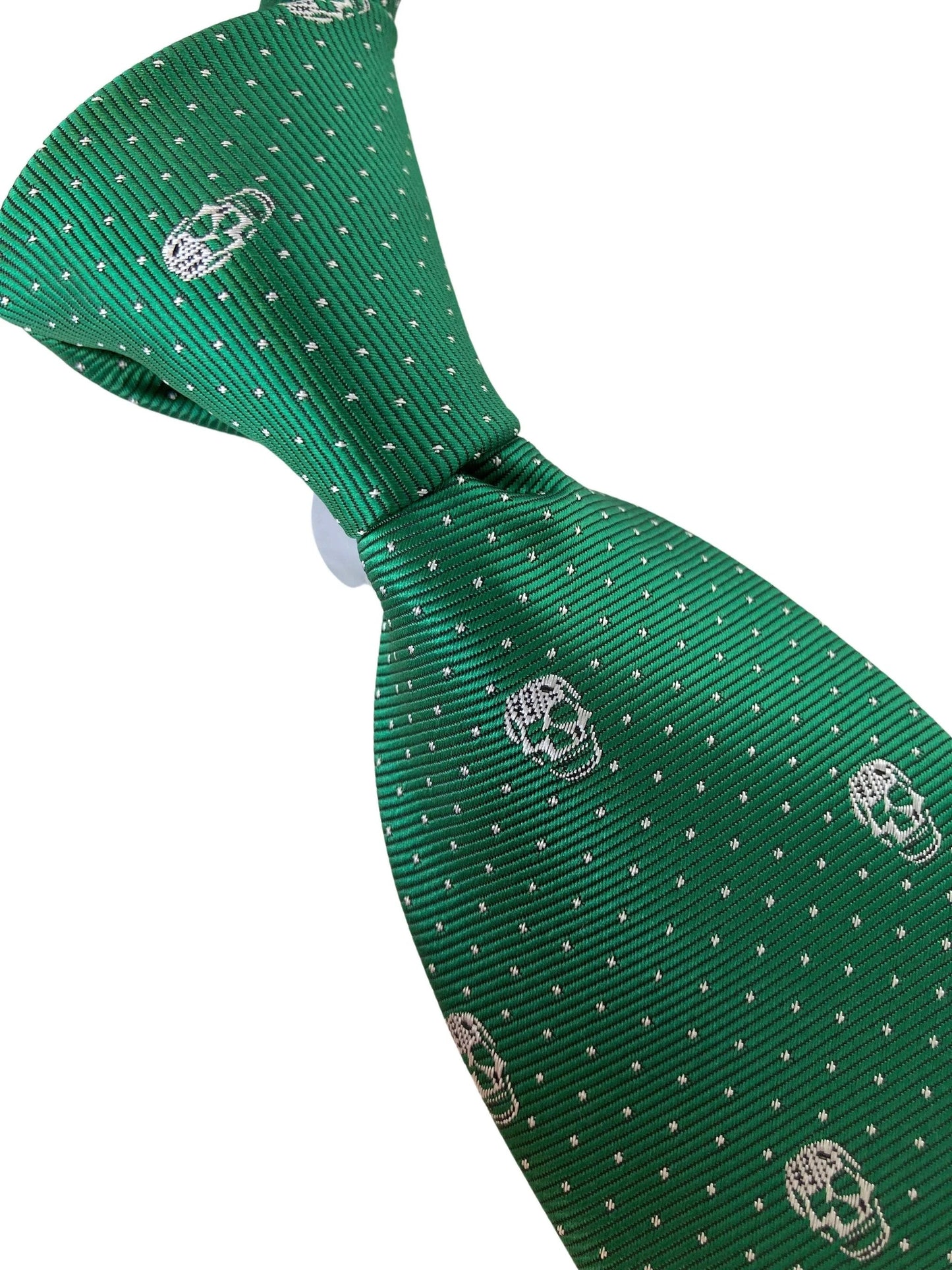 dark emerald green mens tie with skull quirky design by Frederick Thomas Handmade Mens Ties