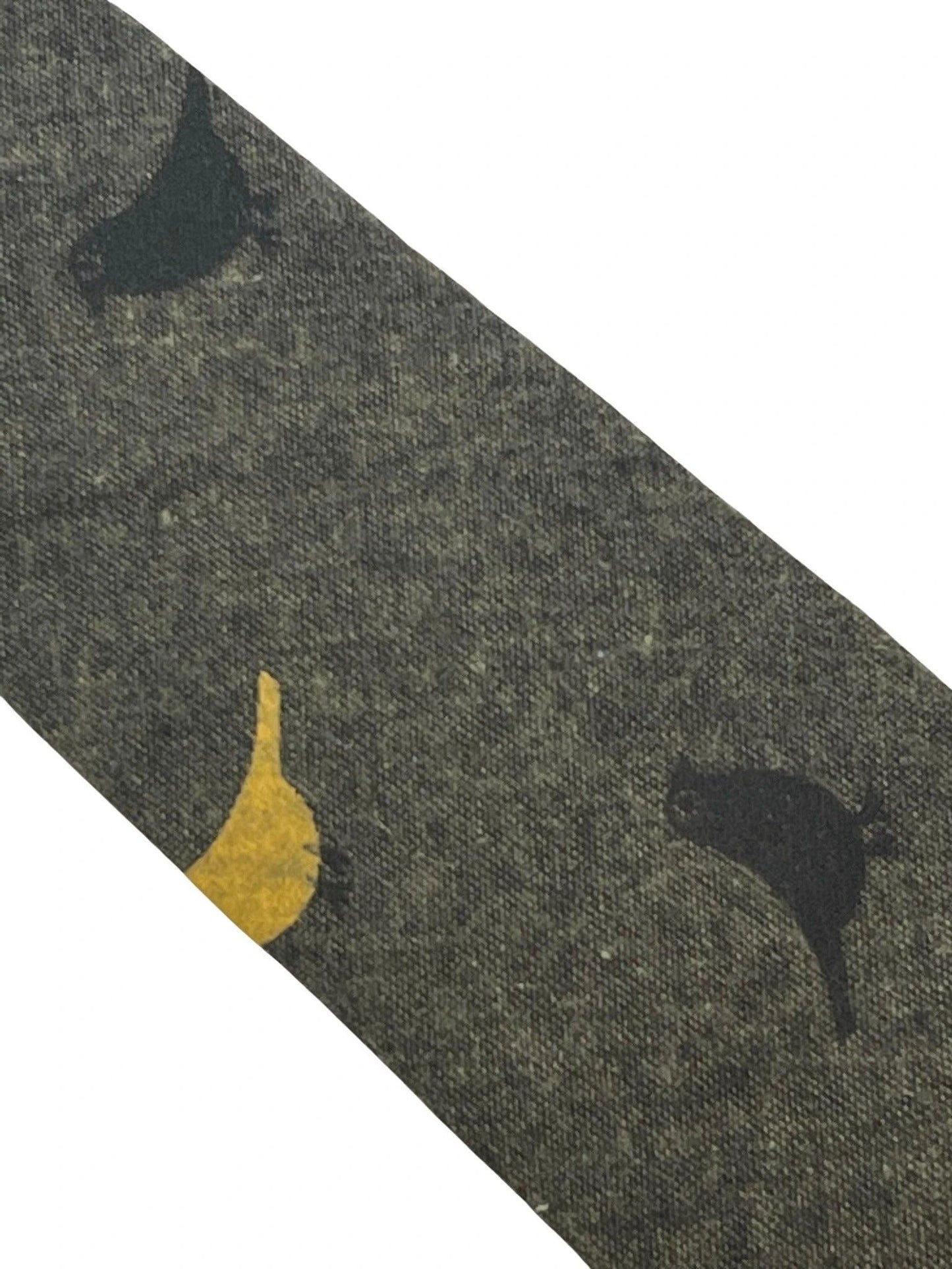 mustard khaki brown tie with bird design by Frederick Thomas Handmade Mens Ties