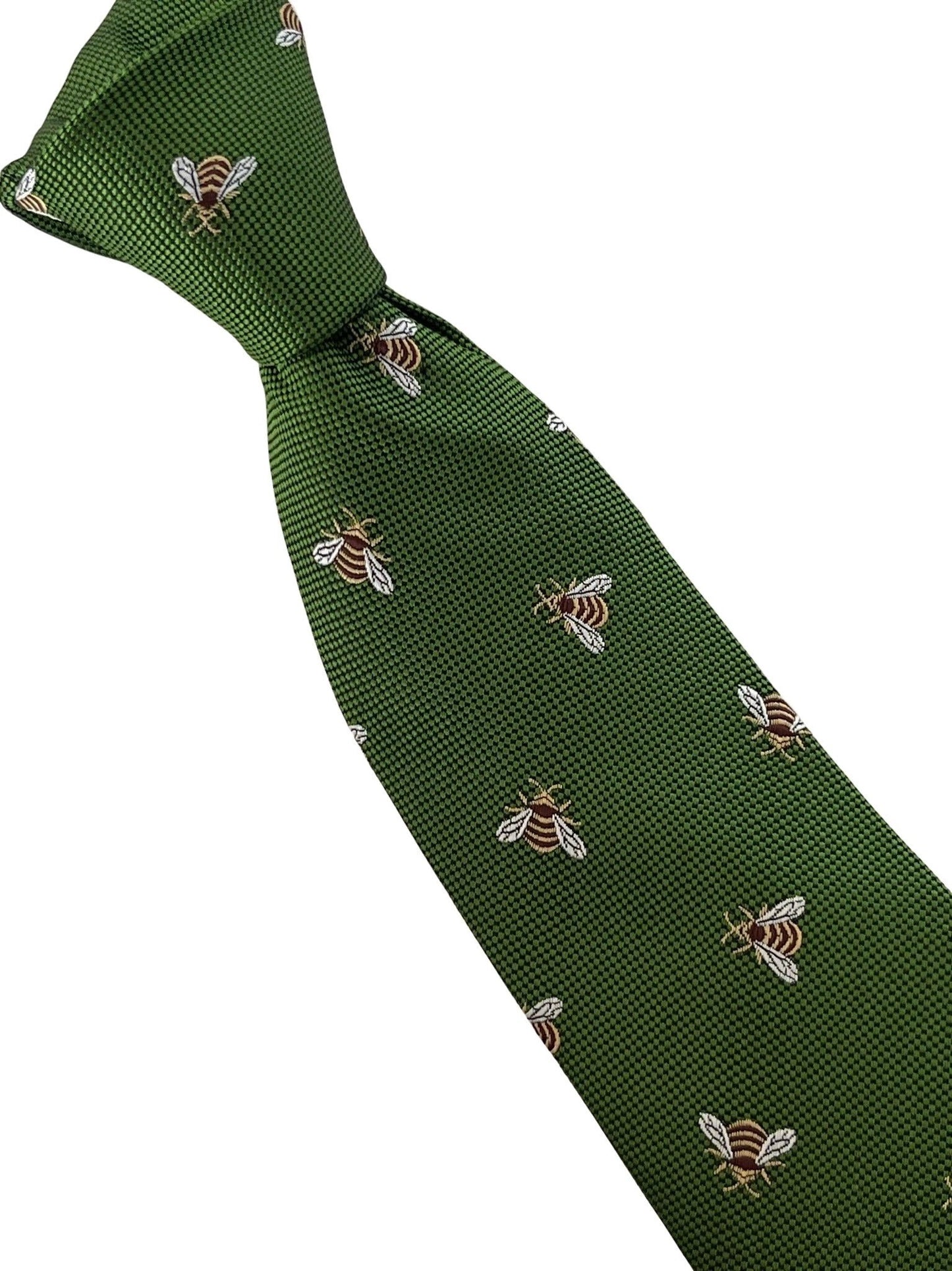 Fern Apple Green Tie With Honey Bumblebee Design - Handcrafted Elegance For The Professional Wardrobe by Frederick Thomas Handmade Mens Ties