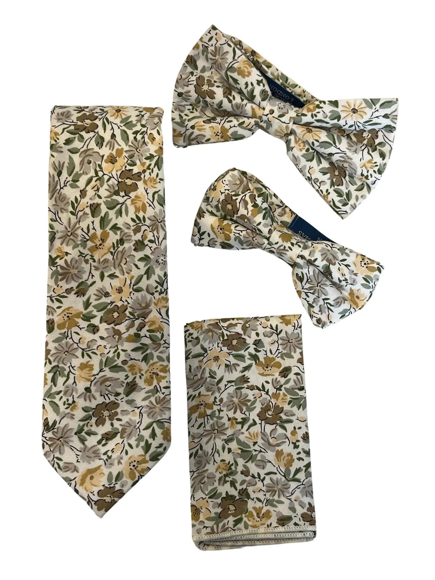 Ivory cotton English wildflower garden design cotton tie by Frederick Thomas Handmade Mens Ties