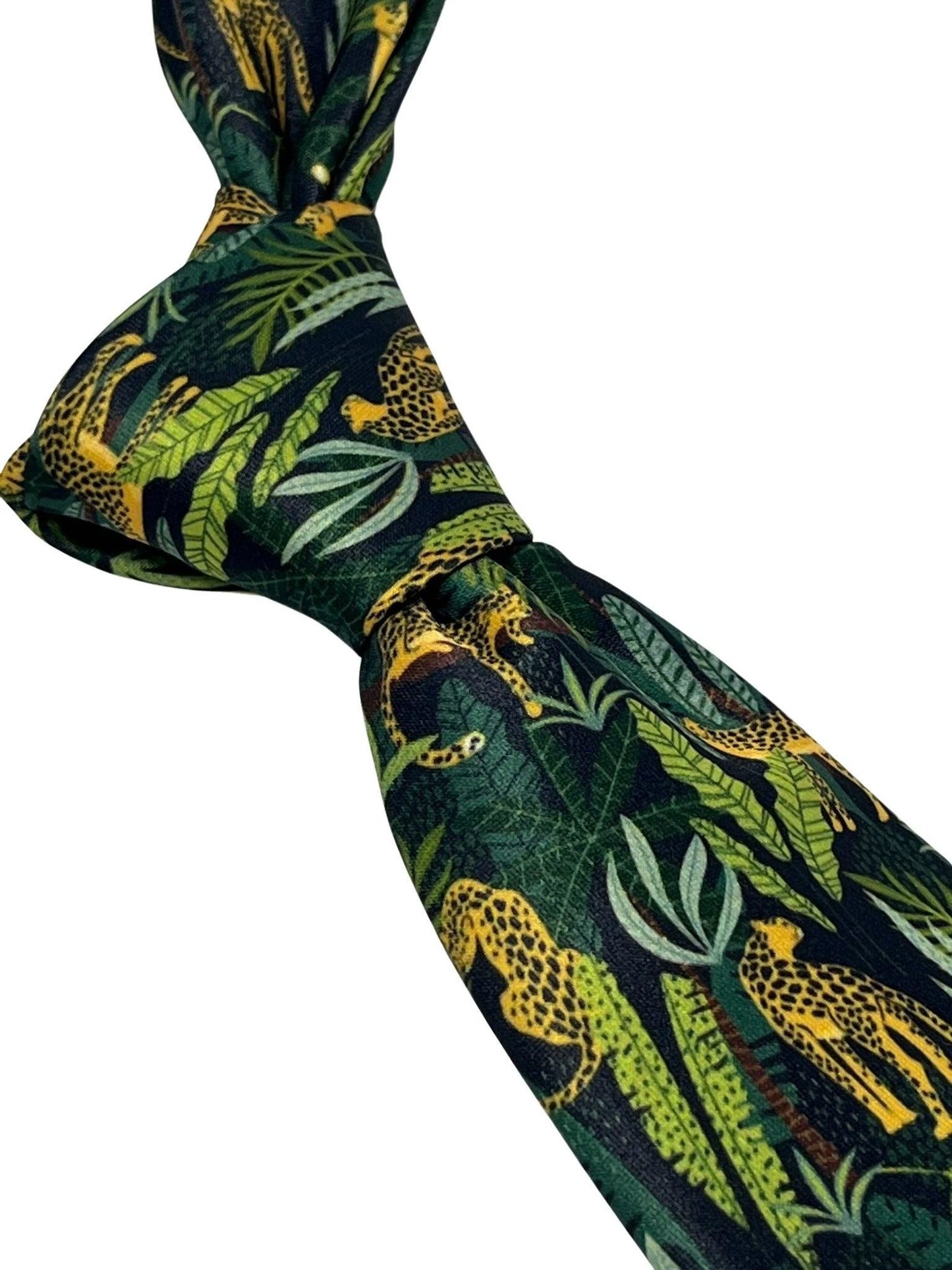 black and green jungle cheetah exotic tie by Frederick Thomas Handmade Mens Ties