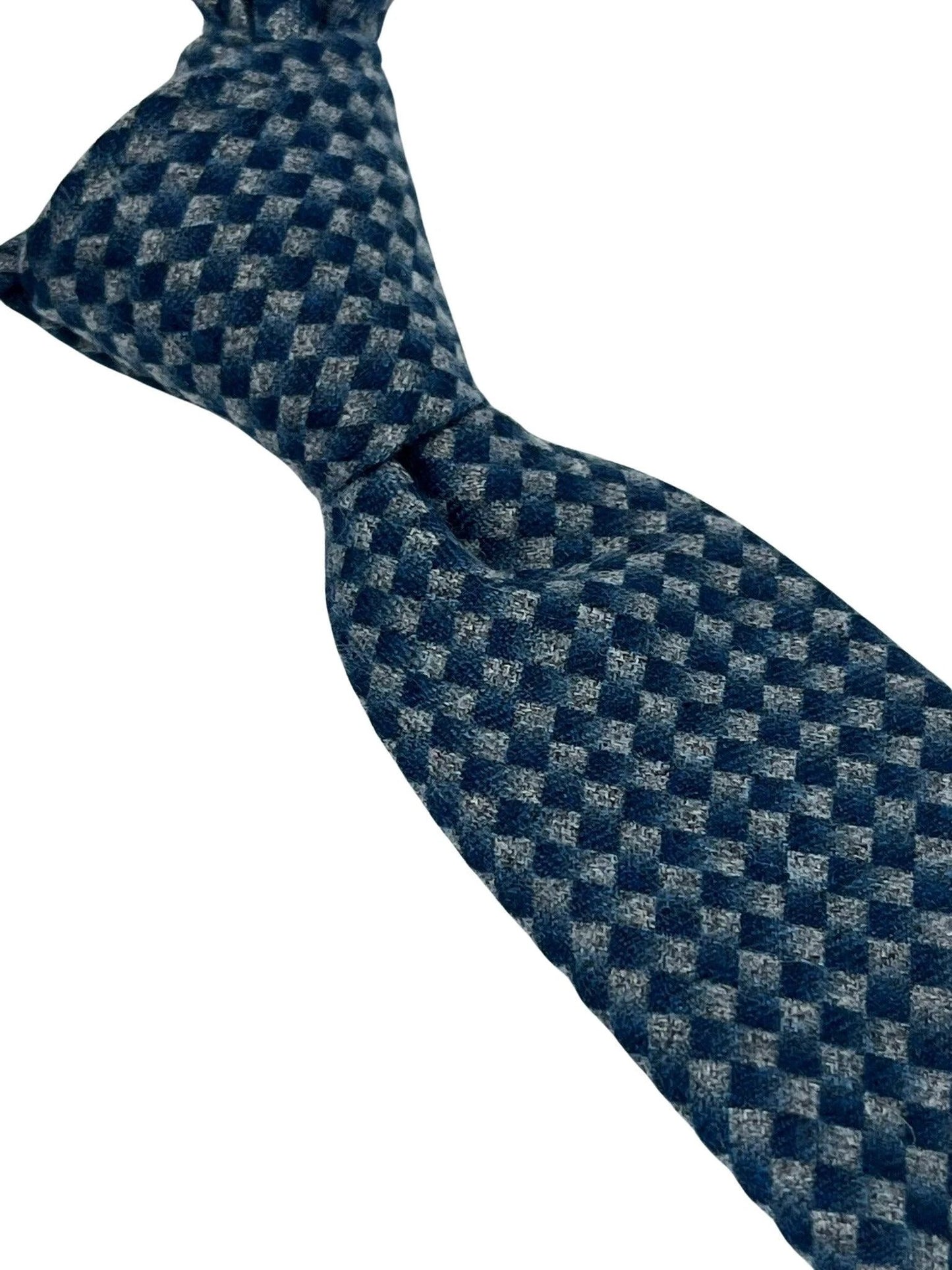 dark blue and grey tie with geometric pattern by Frederick Thomas Handmade Mens Ties