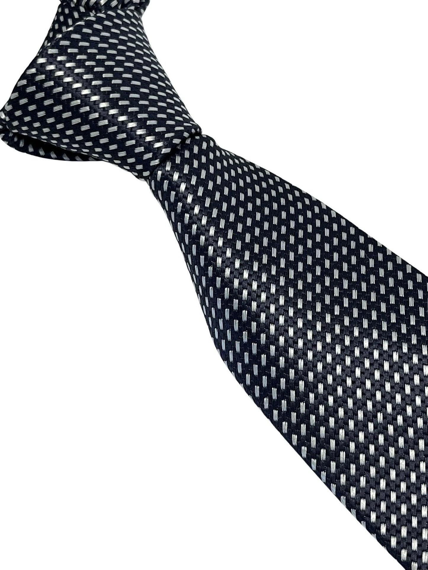 dark grey and white geometric stitch design by Frederick Thomas Handmade Mens Ties