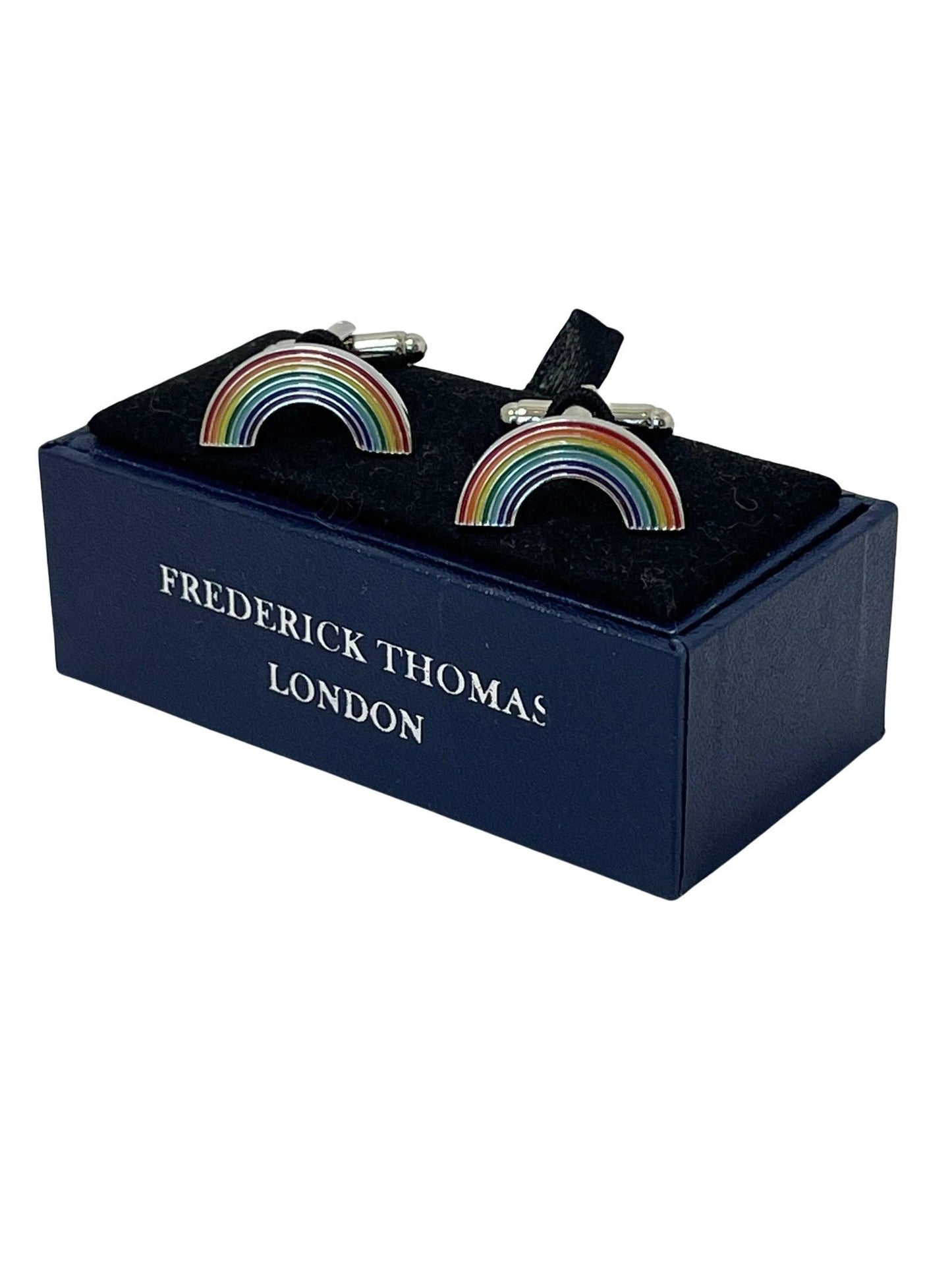 rainbow style silver cufflinks by Frederick Thomas Handmade Mens Ties