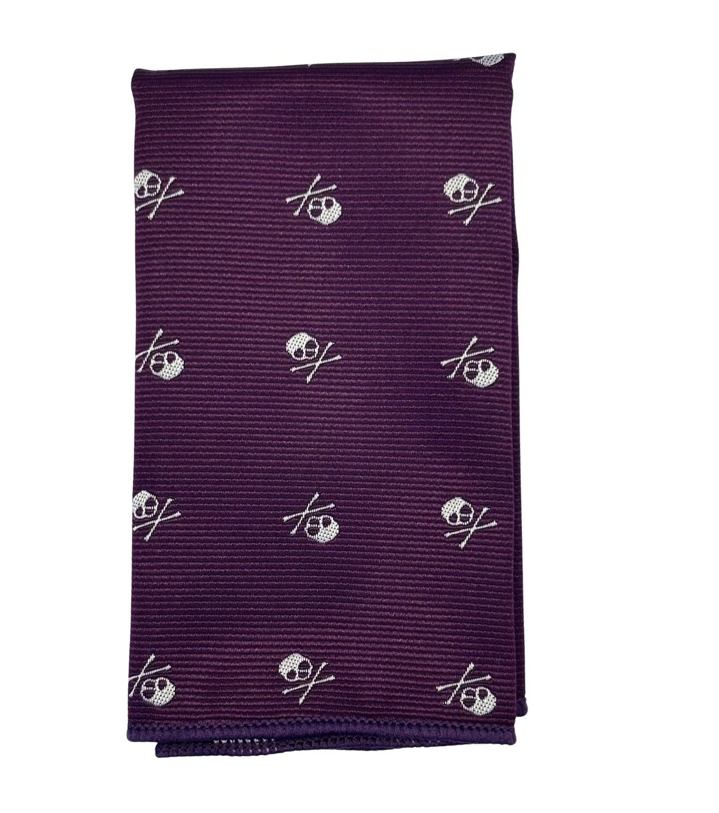 Frederick Thomas Matching Purple Bow Tie And Pocket Square - Bold White Skull And Crossbones Motif by Frederick Thomas Handmade Mens Ties