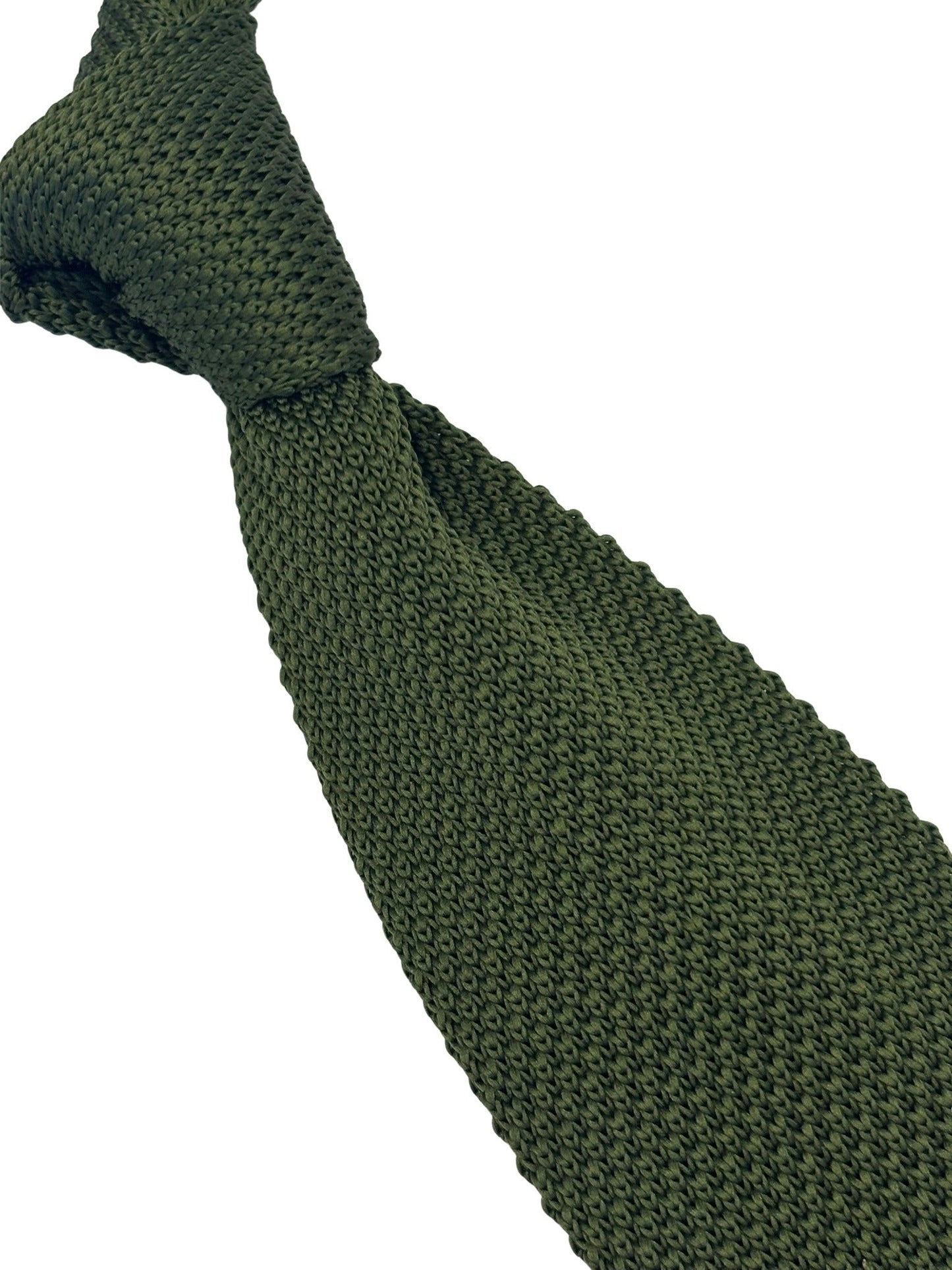 Frederick Thomas Khaki Army Green Knitted Tie - Handmade Textured Knit With Classic 8cm Pointed End by Frederick Thomas Handmade Mens Ties