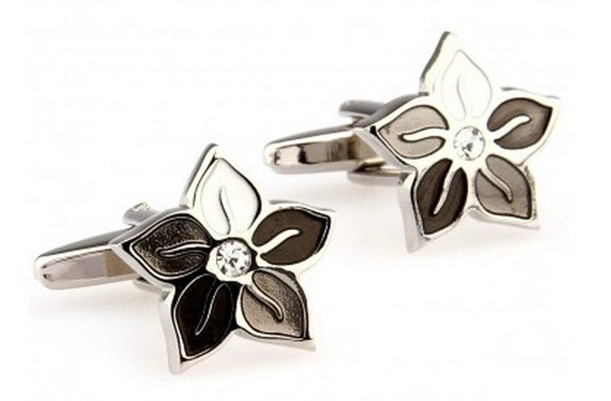 black and white flower cufflinks by Frederick Thomas Handmade Mens Ties