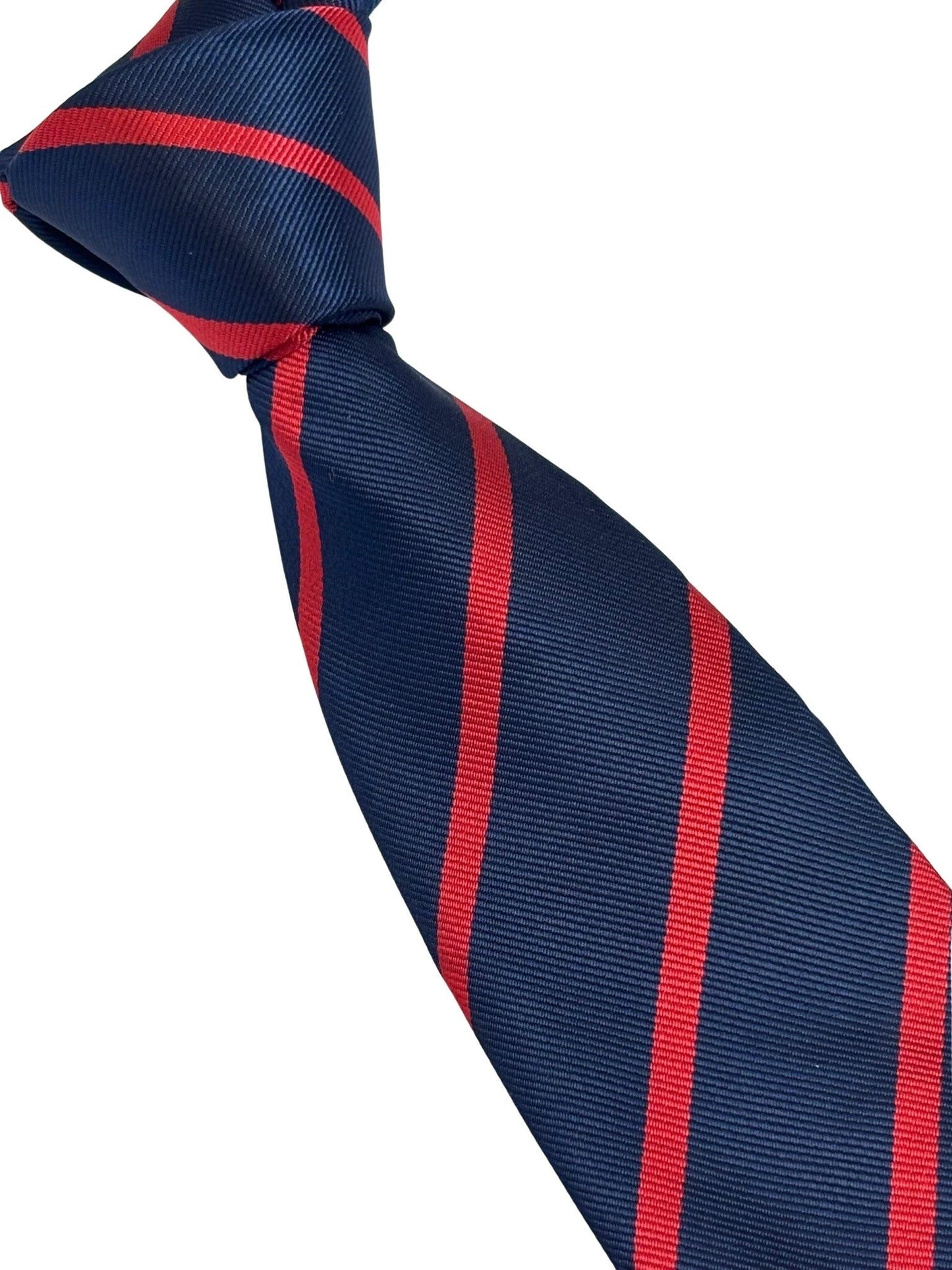 Frederick Thomas Handmade Classic Dark Navy Blue And Red Striped Tie - Artisan Craftsmanship Meets Contemporary Colourway by Frederick Thomas Handmade Mens Ties