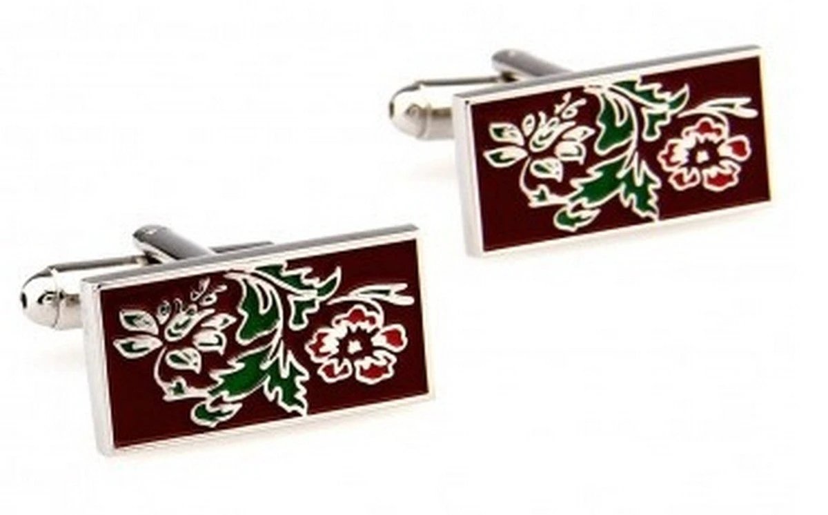 brown floral cufflinks by Frederick Thomas Handmade Mens Ties