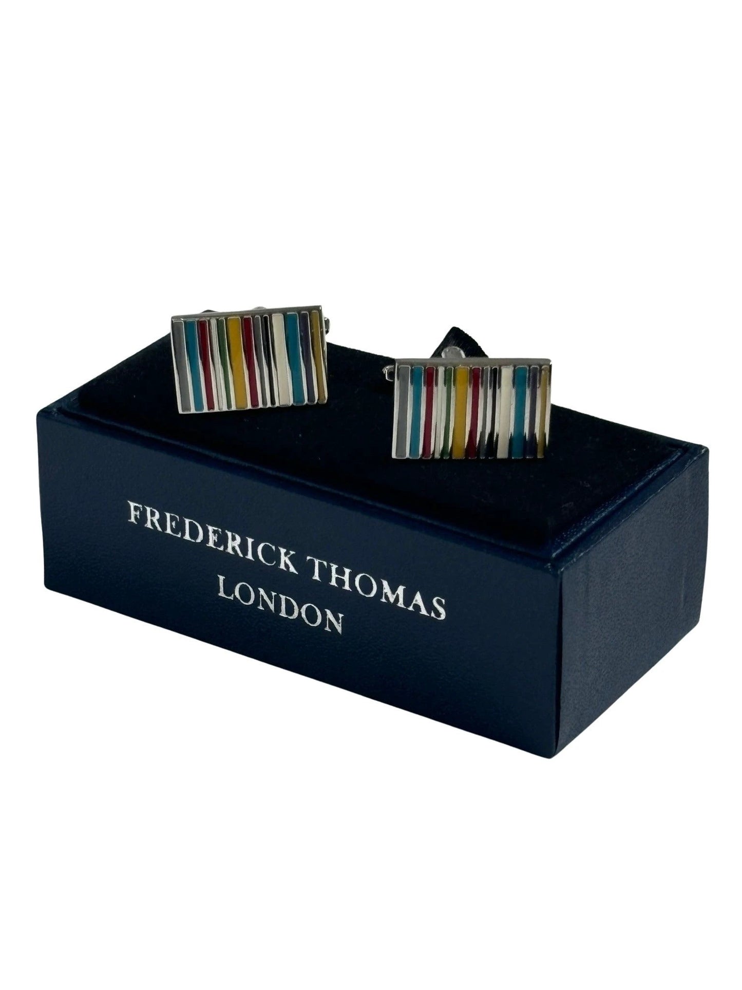 multicoloured striped cufflinks by Frederick Thomas Handmade Mens Ties