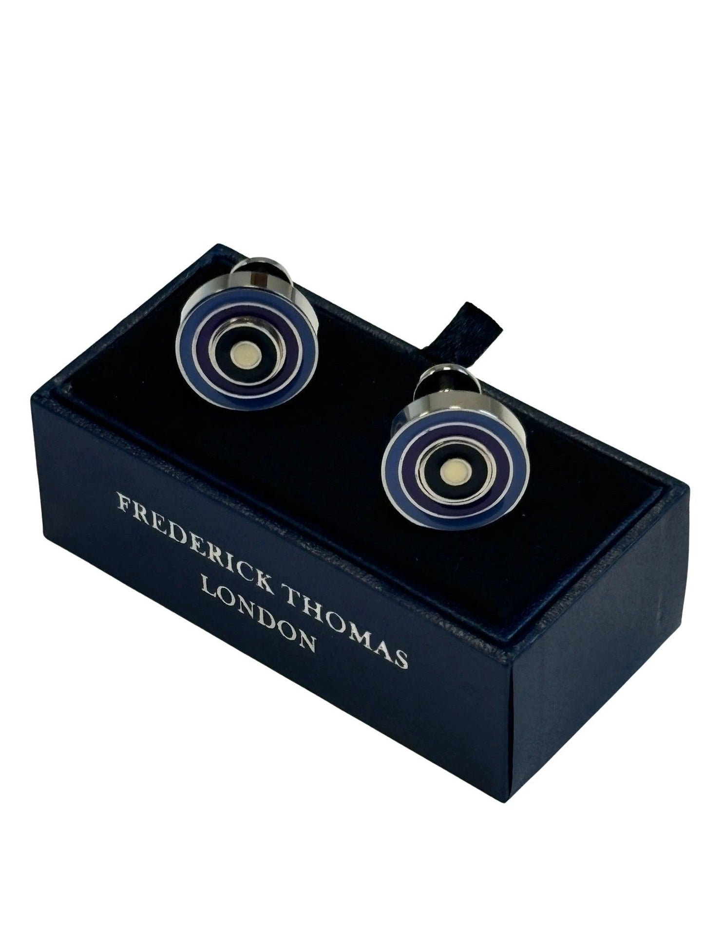 Quirky dual style multicolour circular target design cufflinks by Frederick Thomas Handmade Mens Ties