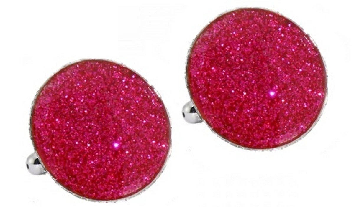 pink sparkly circular cufflinks by Frederick Thomas Handmade Mens Ties