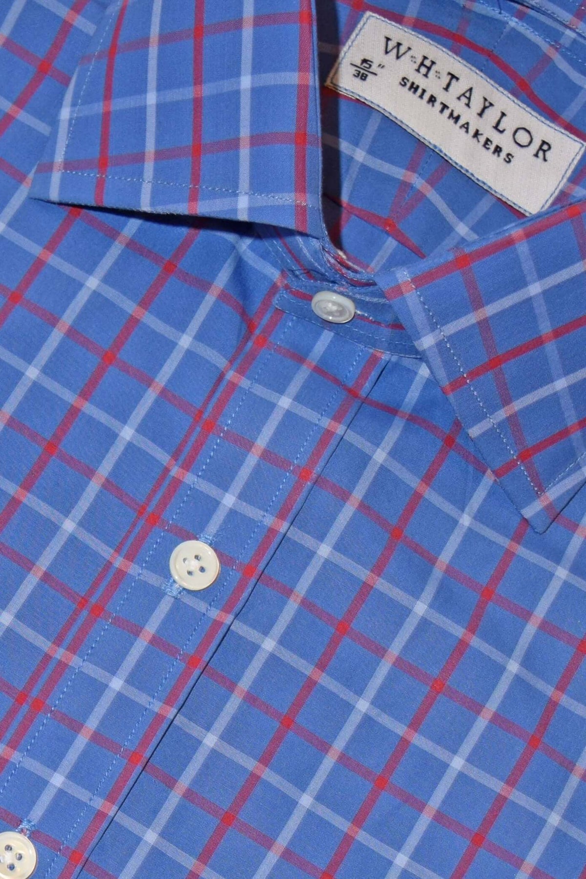 Blue and Red Plaid Check Twill Men's Bespoke Shirt - Contemporary Take on a Timeless Pattern for Versatile Styling by whtshirtmakers.com