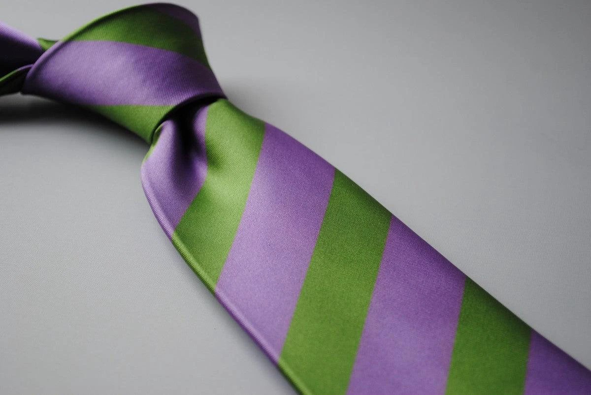 green and purple barber stripe tie by Frederick Thomas Handmade Mens Ties