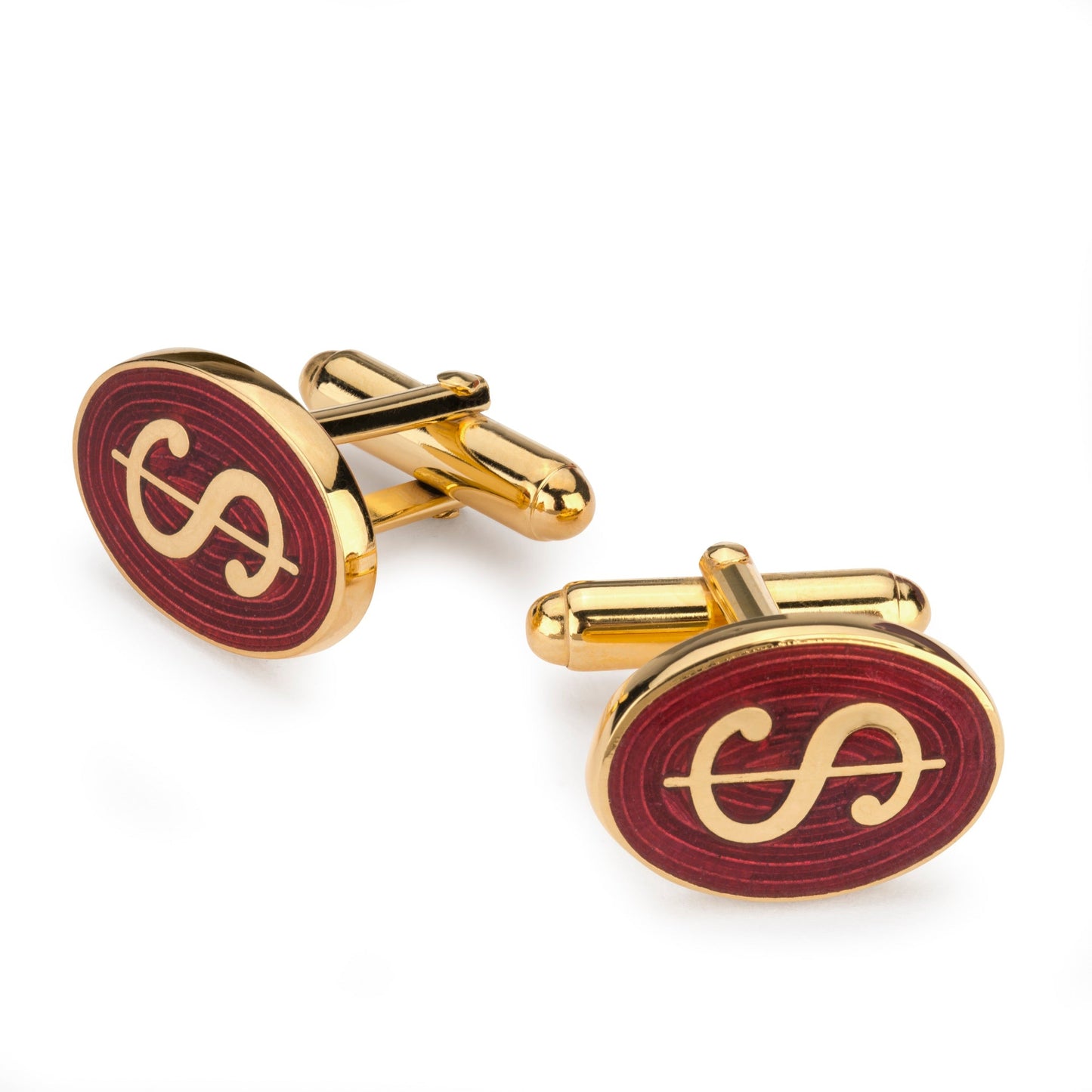 Dollar Cufflinks In Red Enamel by Benson & Clegg
