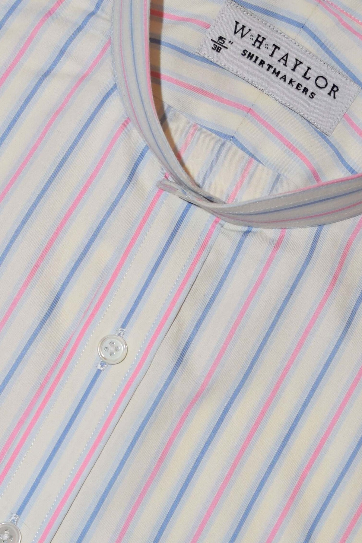 Blue & Pink Shadow Stripe Oxford Men's Bespoke Shirt by whtshirtmakers.com
