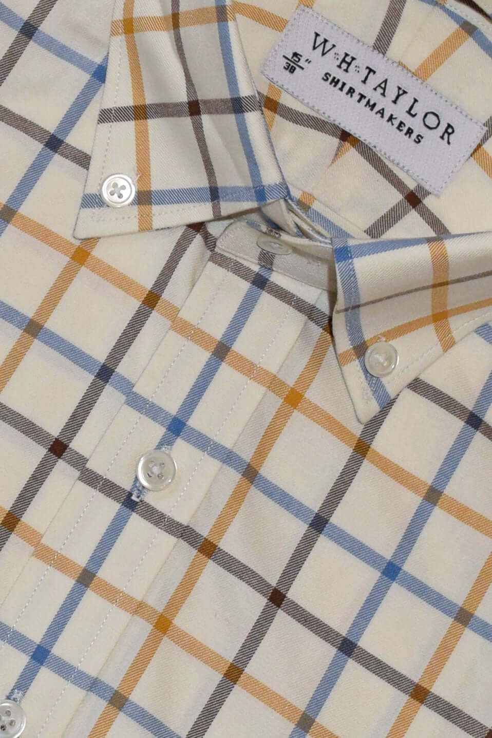 Blue, Brown & Tan Tattersall Check Poplin Men's Bespoke Shirt