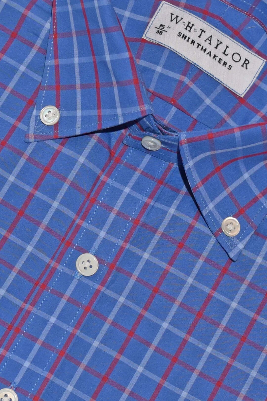 Blue and Red Plaid Check Twill Men's Bespoke Shirt - Contemporary Take on a Timeless Pattern for Versatile Styling by whtshirtmakers.com