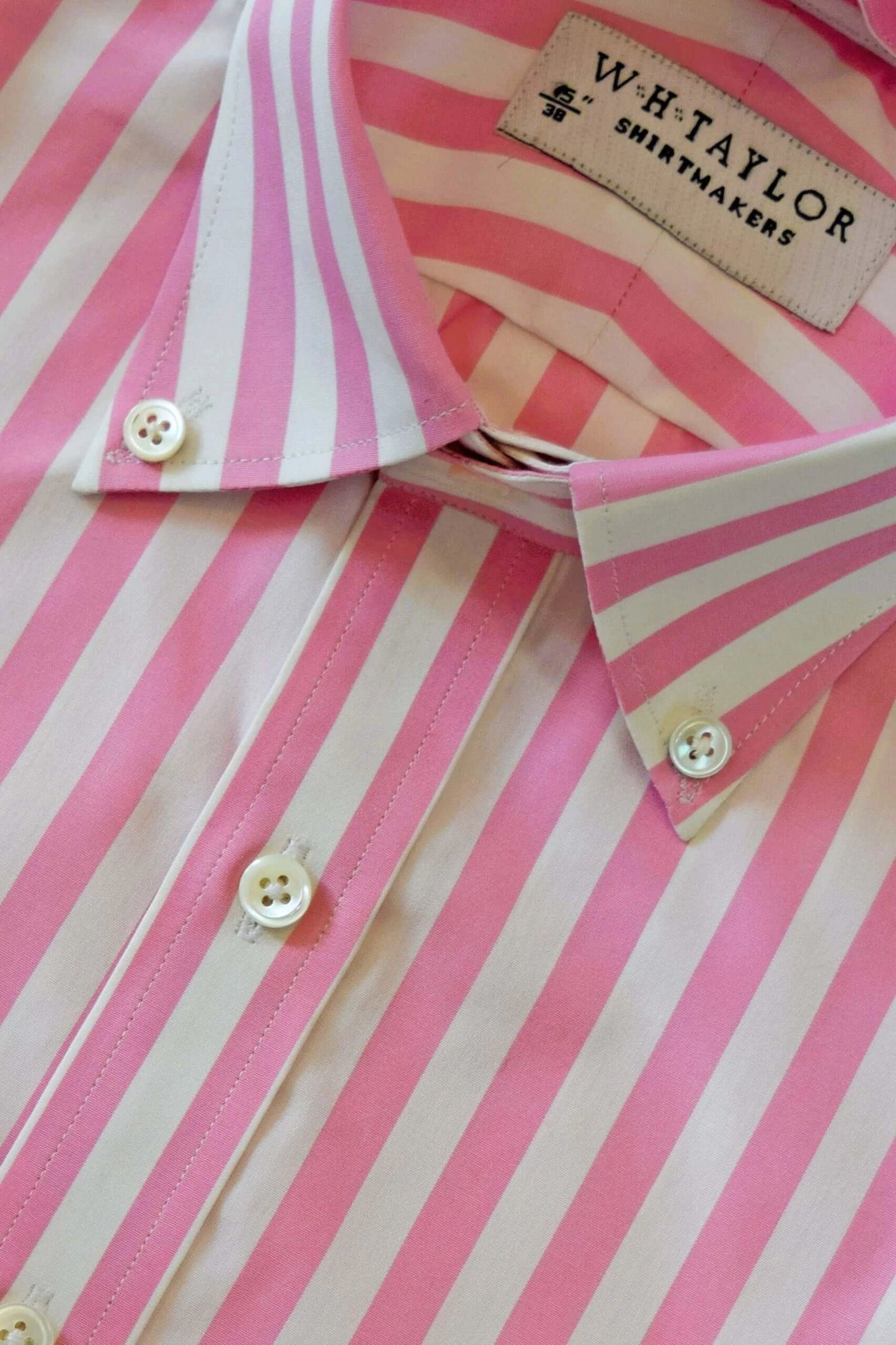 Pink Butcher Stripe Poplin Men's Bespoke Shirt-2 by whtshirtmakers.com