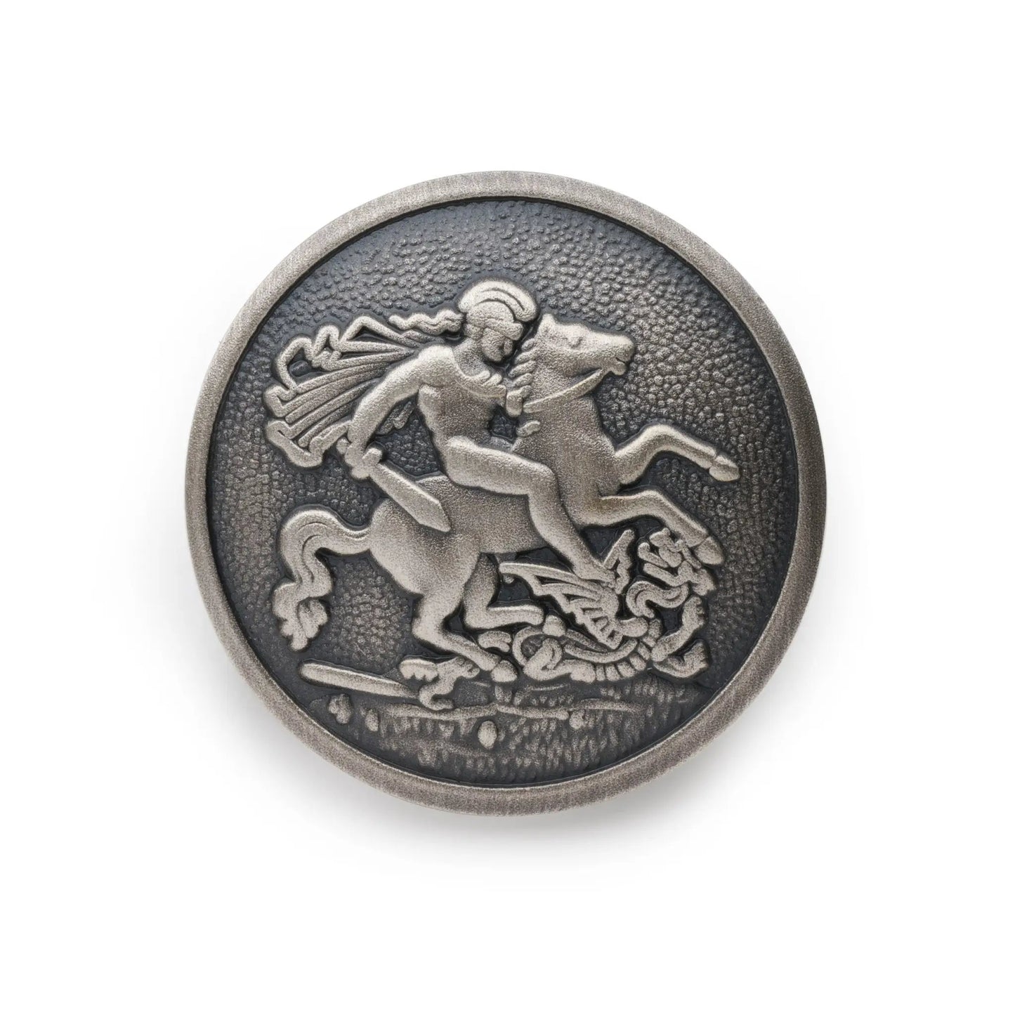 St George & The Dragon Blazer Button Set In Antique Silver by Benson & Clegg