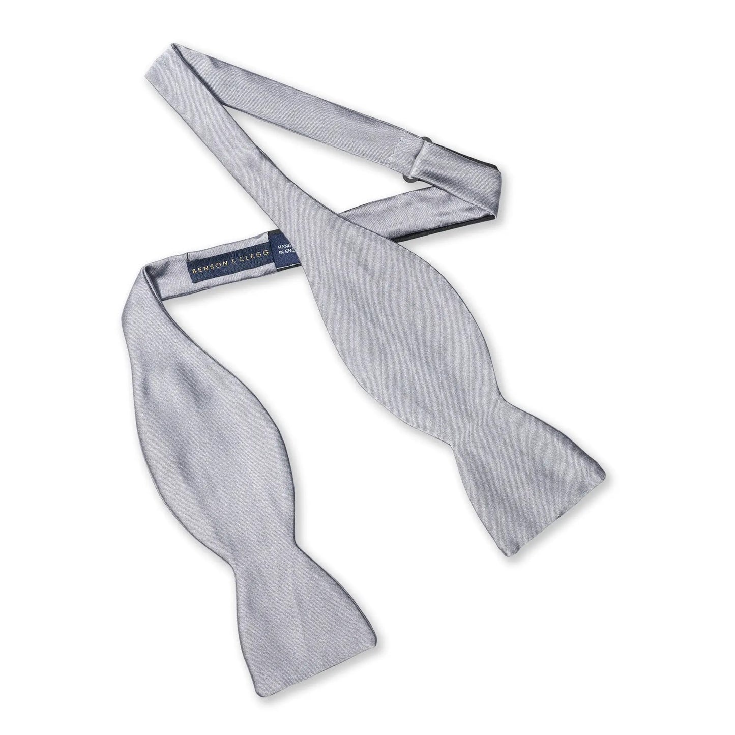 Silver Satin Silk Self-Tie Bow Tie by Benson & Clegg