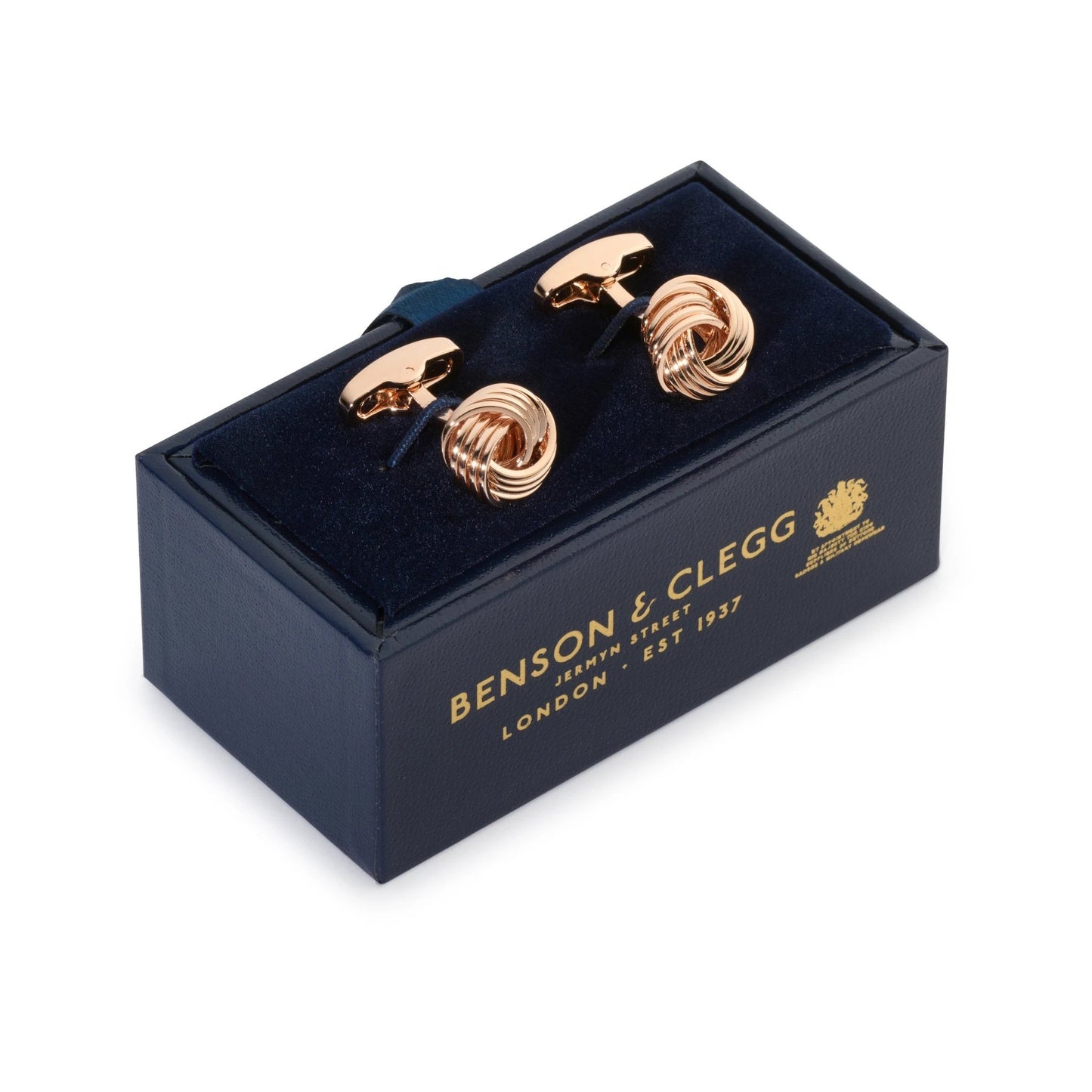 Knot Cufflinks In Rose Gold by Benson & Clegg