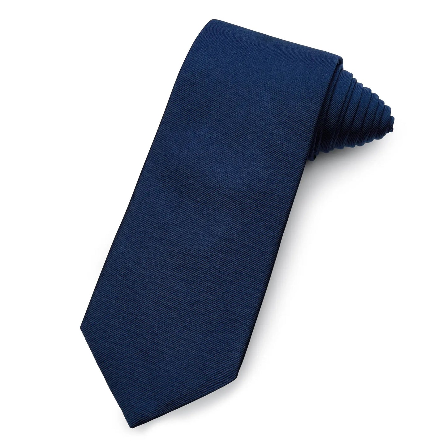 Plain Silk Reppe Tie In Navy Blue by Benson & Clegg