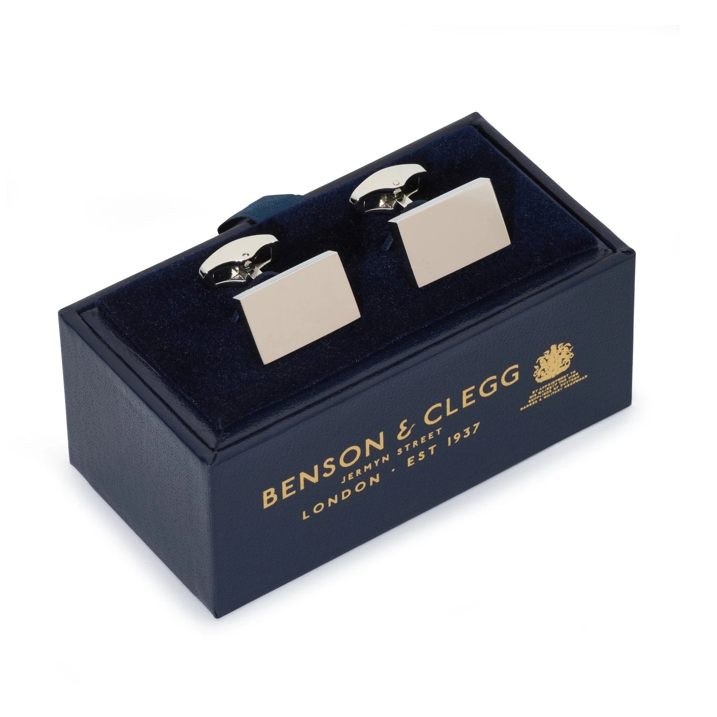 Rectangular Cufflinks In Silver by Benson & Clegg