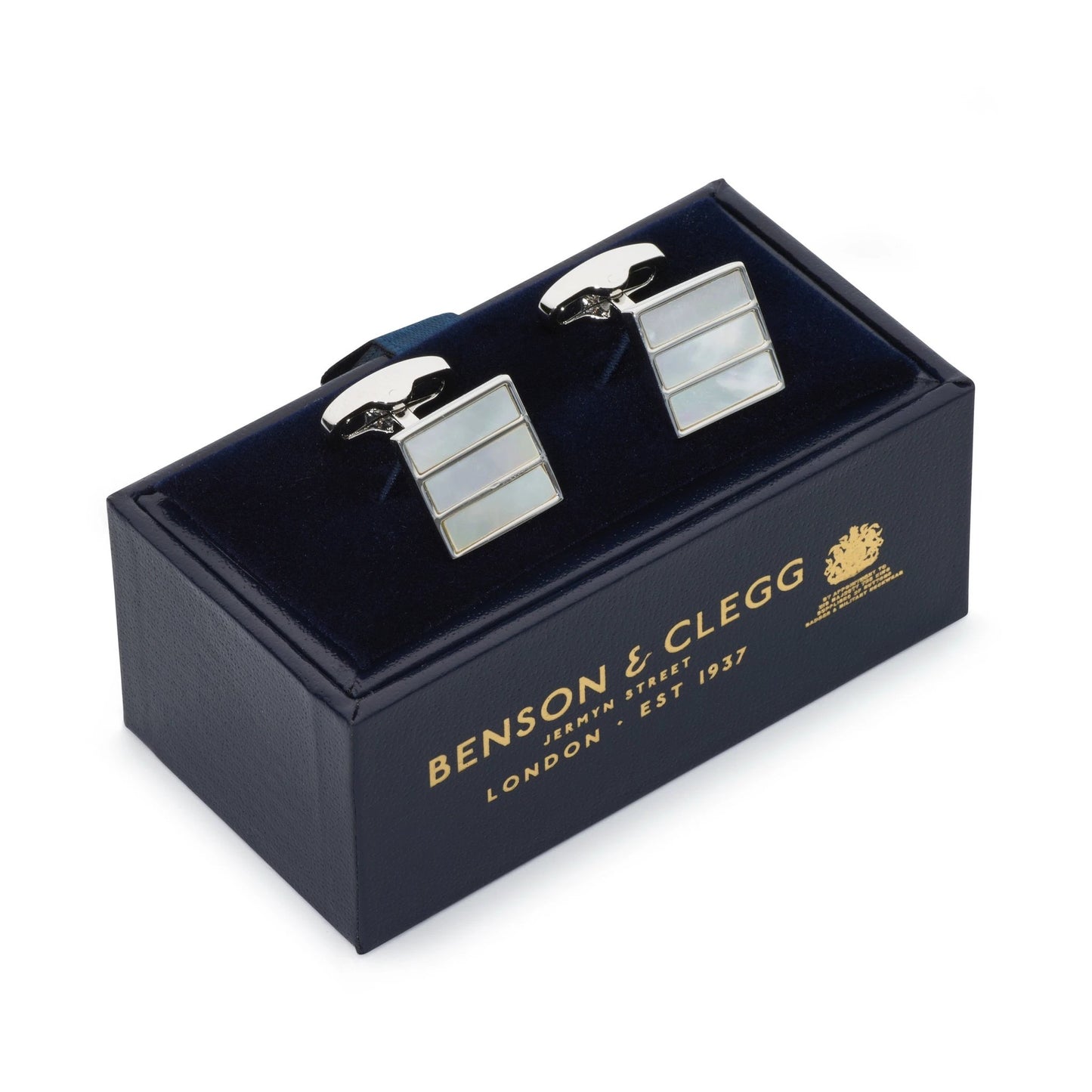 Triptych Cufflinks In Mother Of Pearl by Benson & Clegg