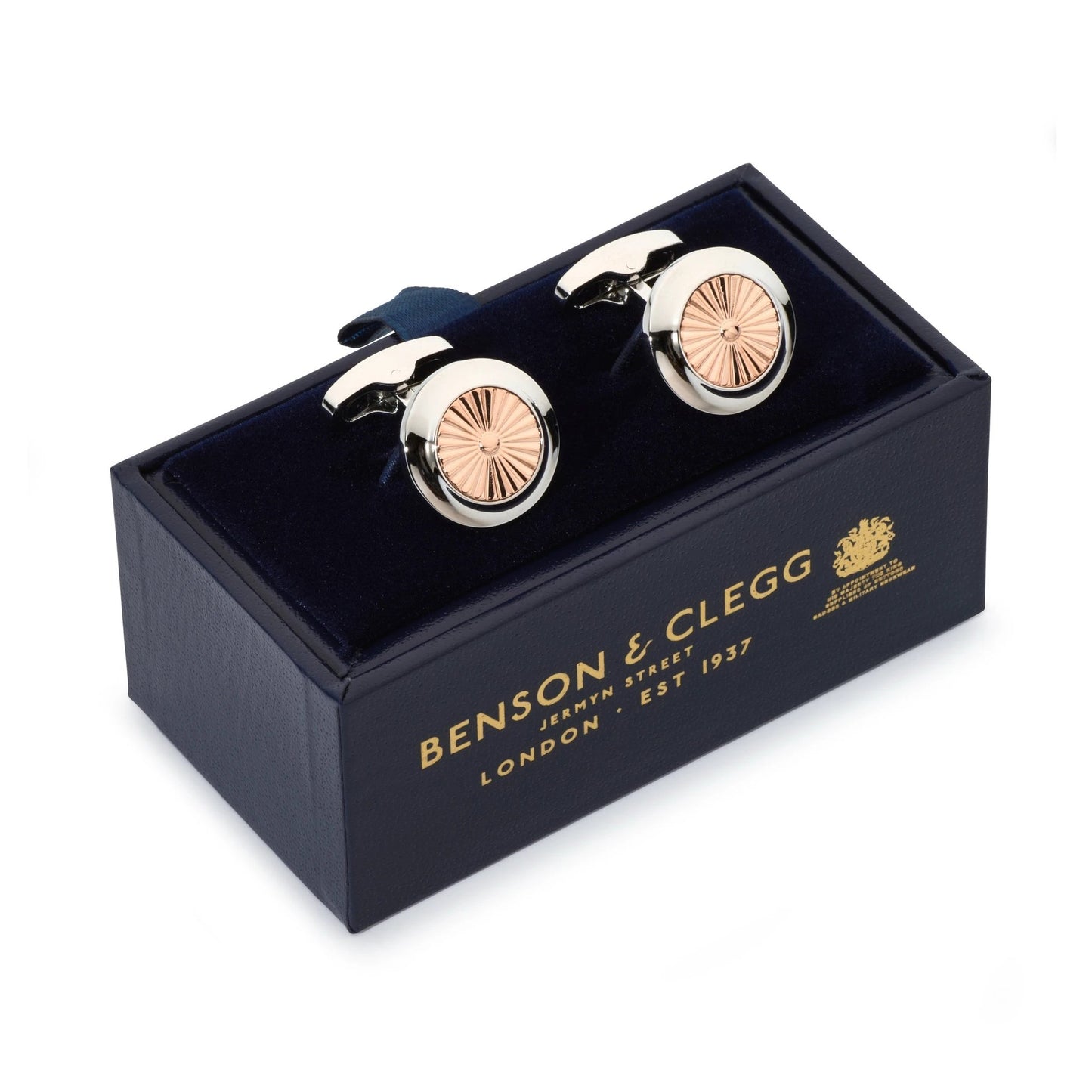 Turbine Cufflinks In Rose Gold by Benson & Clegg