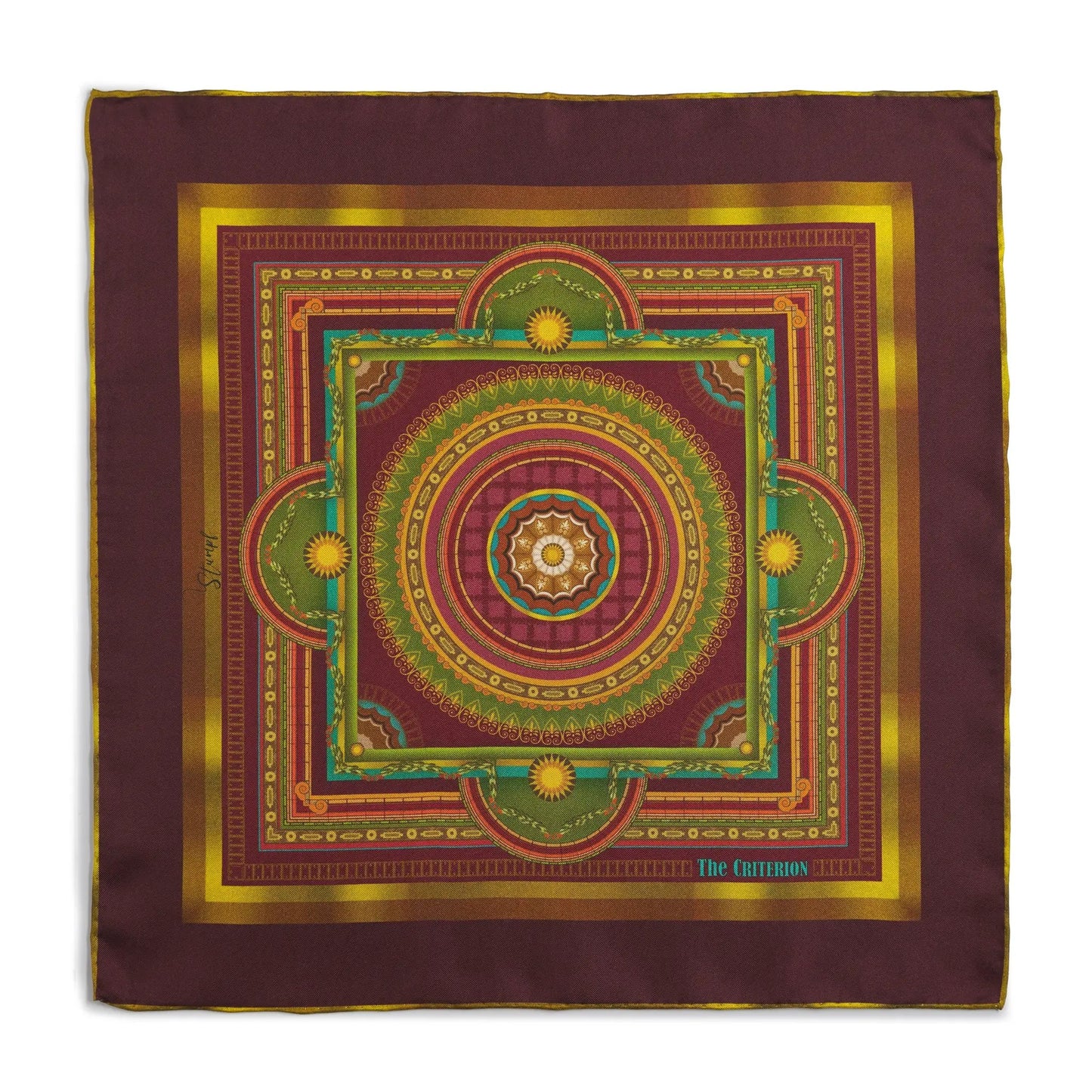 Criterion Foyer Claret Pocket Square by Benson & Clegg