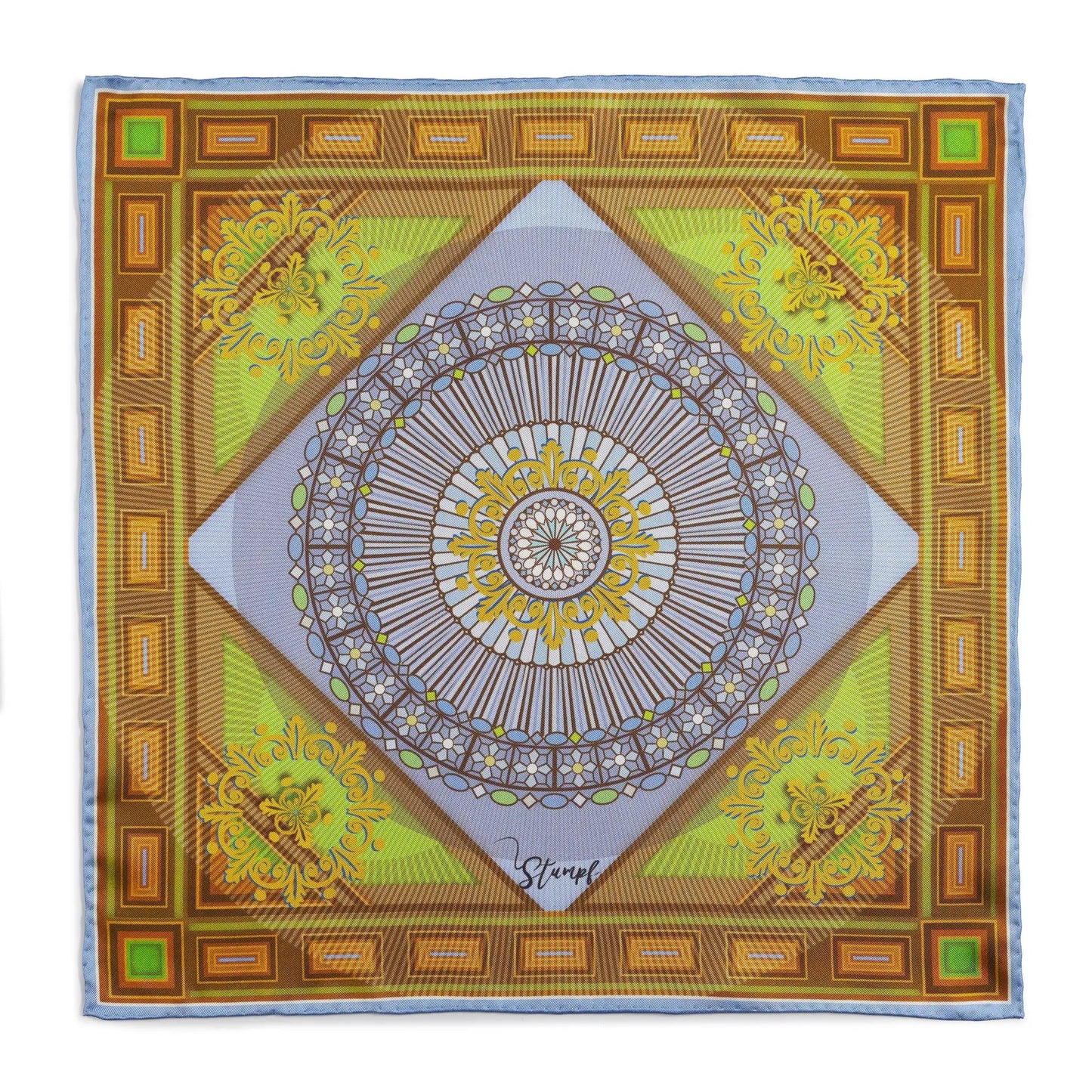 Edinburgh Saltire Waverley Green Pocket Square by Benson & Clegg